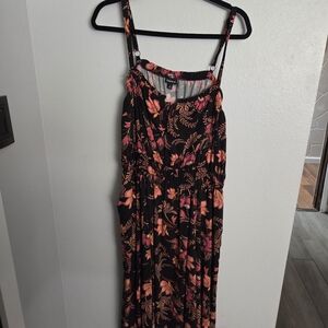 Torrid Black Maxi Dress with Pink and Orange Floral